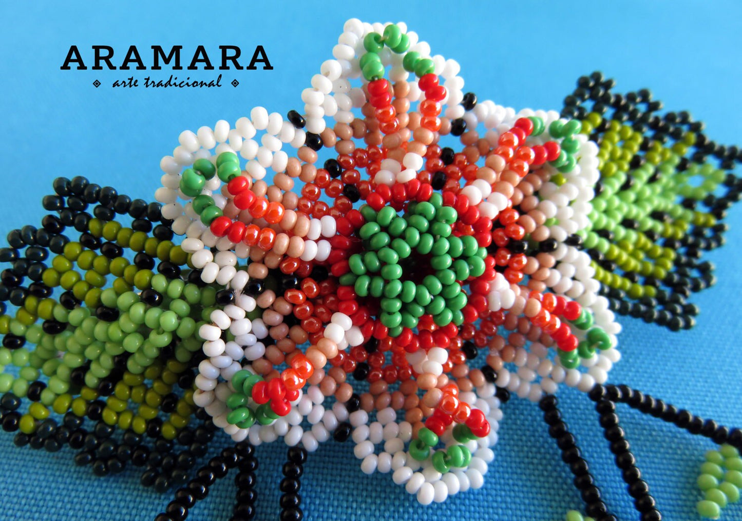 Mexican Huichol Beaded Hair clip BR-019 Mexican Jewelry, Huichol Jewelry, Huichol beadwork, Huichol Hair clip, Mexican Hair clip, Barrette