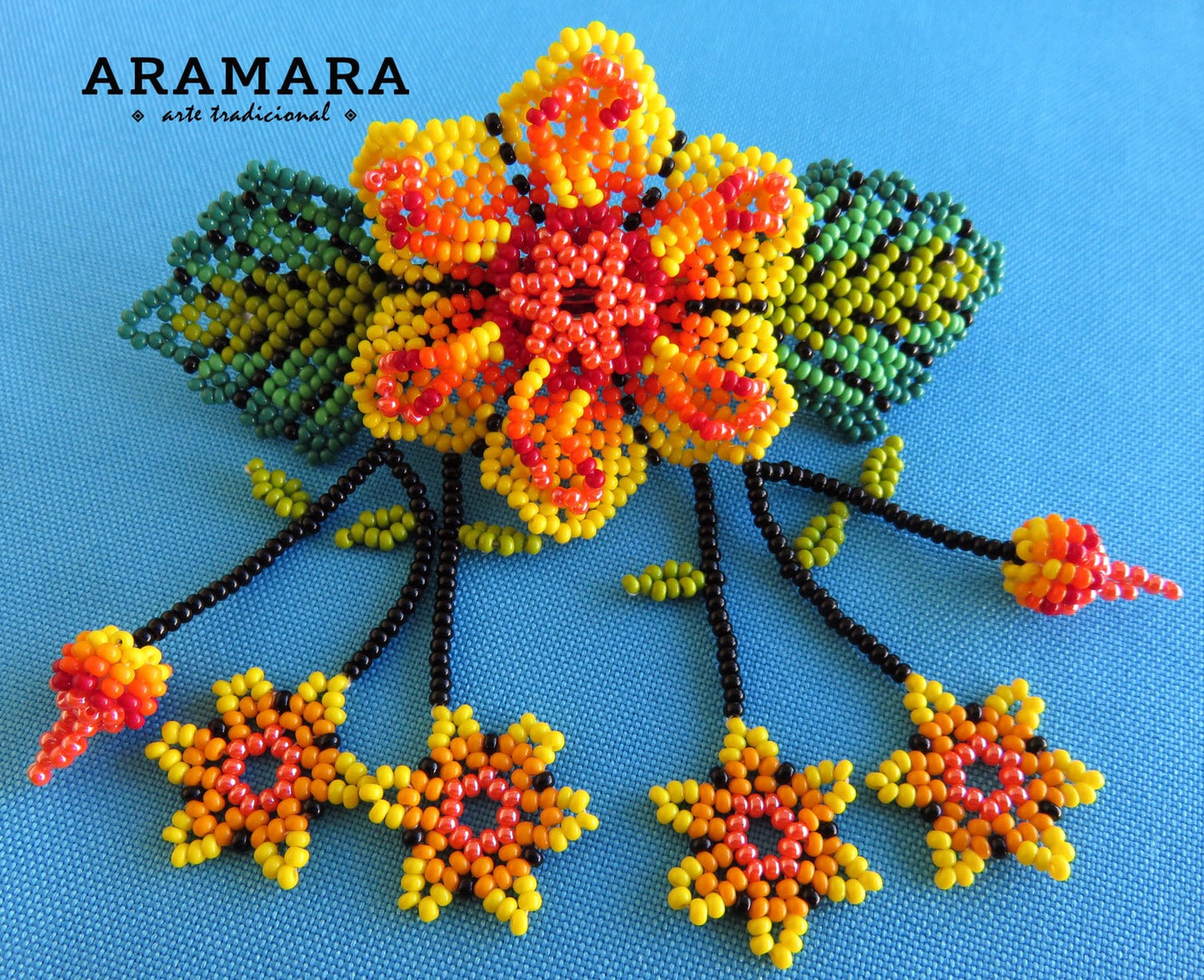 Mexican Huichol Beaded Hair clip BR-020 Mexican Jewelry, Huichol Jewelry, Huichol beadwork, Huichol Hair clip, Mexican Hair clip, Barrette