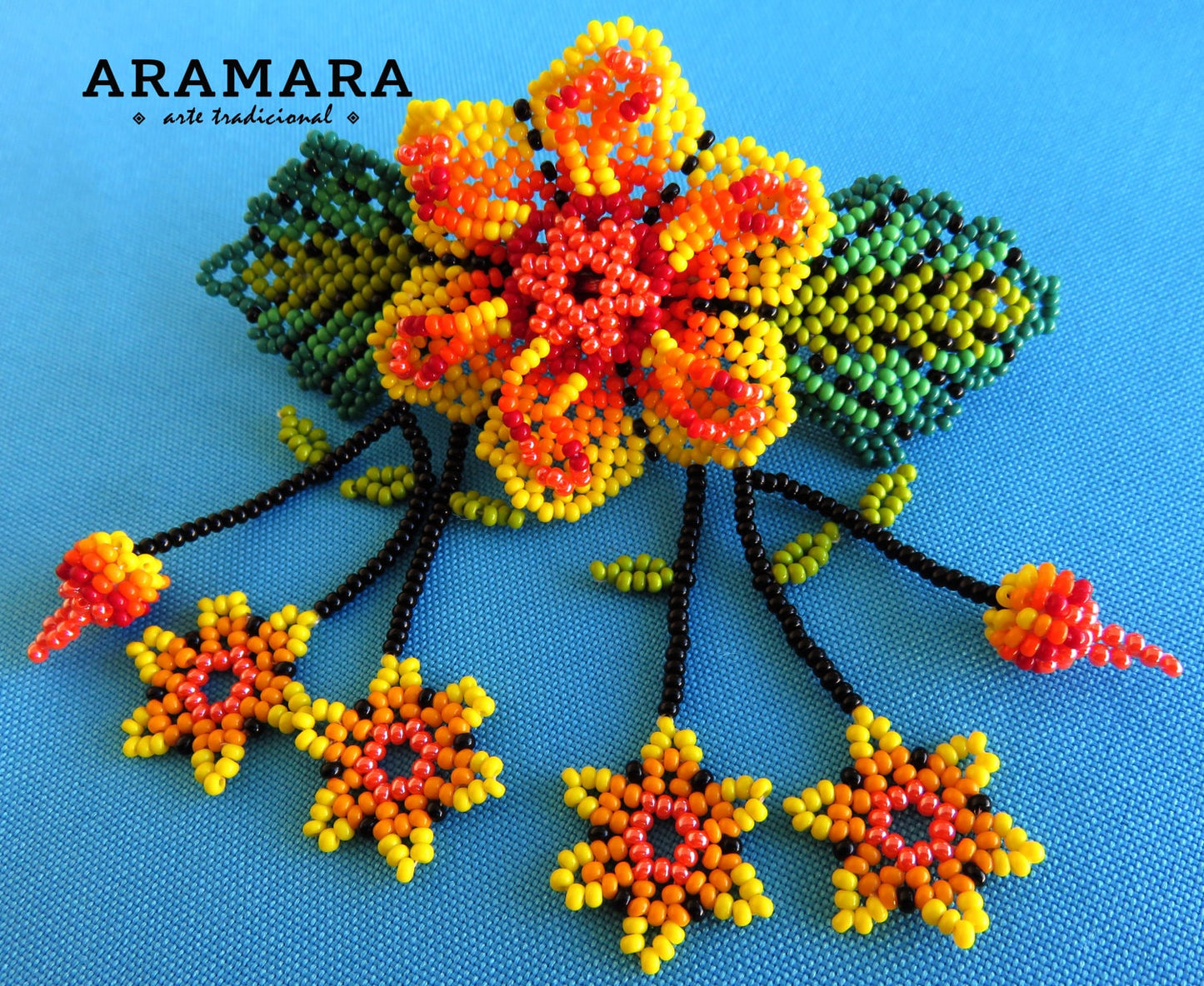 Mexican Huichol Beaded Hair clip BR-020 Mexican Jewelry, Huichol Jewelry, Huichol beadwork, Huichol Hair clip, Mexican Hair clip, Barrette