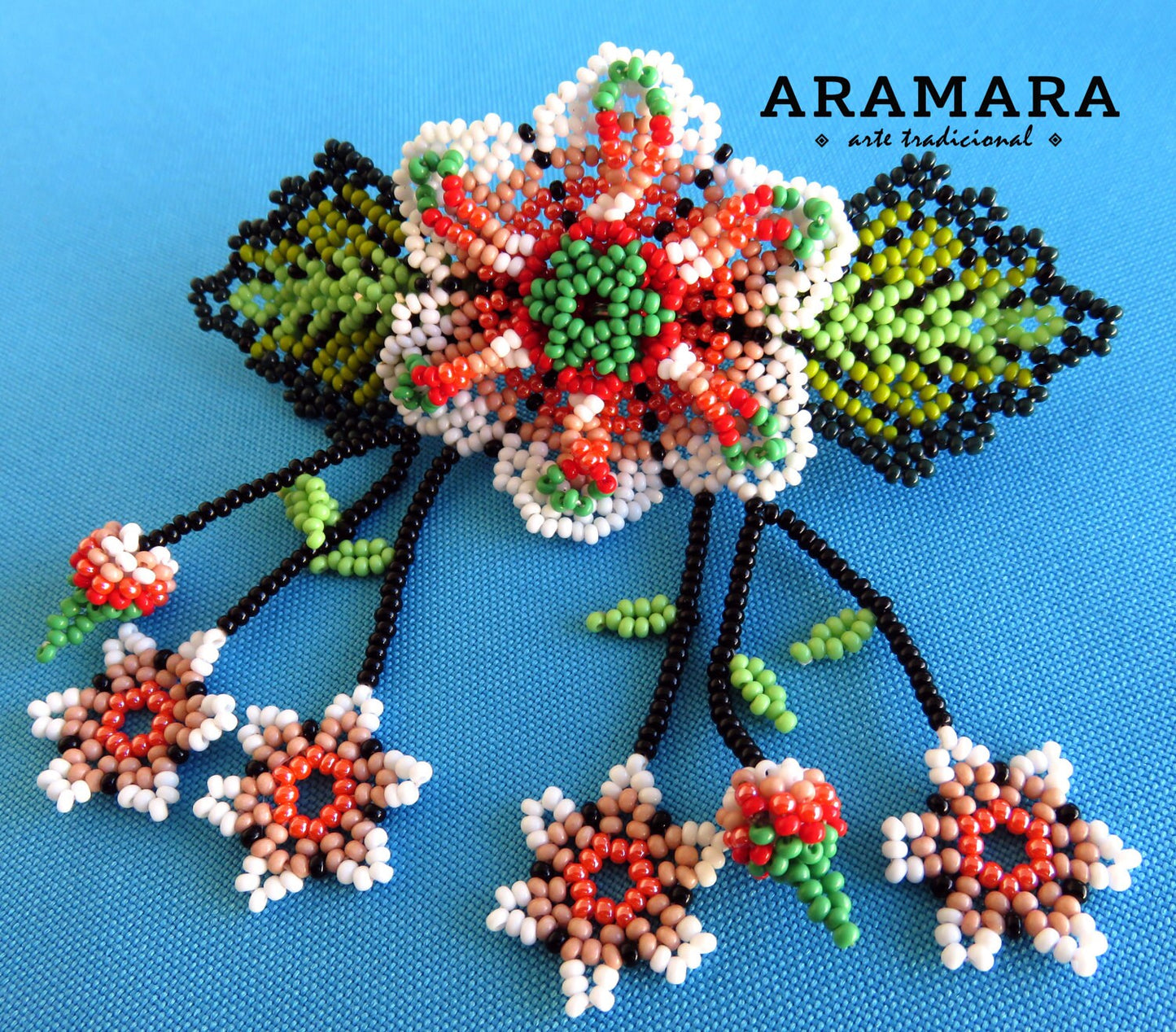 Mexican Huichol Beaded Hair clip BR-019 Mexican Jewelry, Huichol Jewelry, Huichol beadwork, Huichol Hair clip, Mexican Hair clip, Barrette