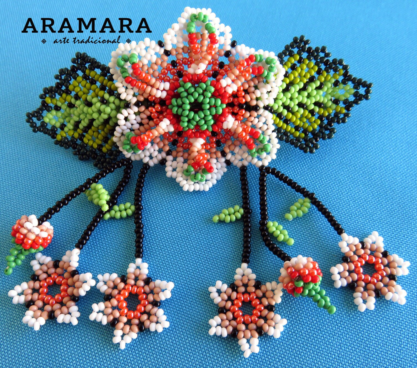 Mexican Huichol Beaded Hair clip BR-019 Mexican Jewelry, Huichol Jewelry, Huichol beadwork, Huichol Hair clip, Mexican Hair clip, Barrette