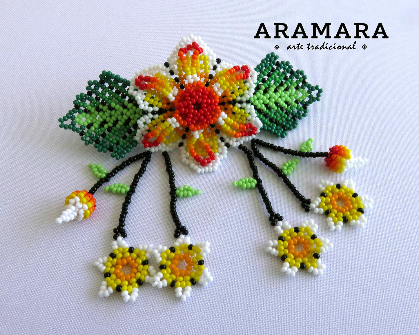 Huichol Hair clip, Beaded barrette, Huichol art, Native American, Mexican art, Beaded hair clip, Mexican Jewelry, Mexican Hair clip, BR-0095