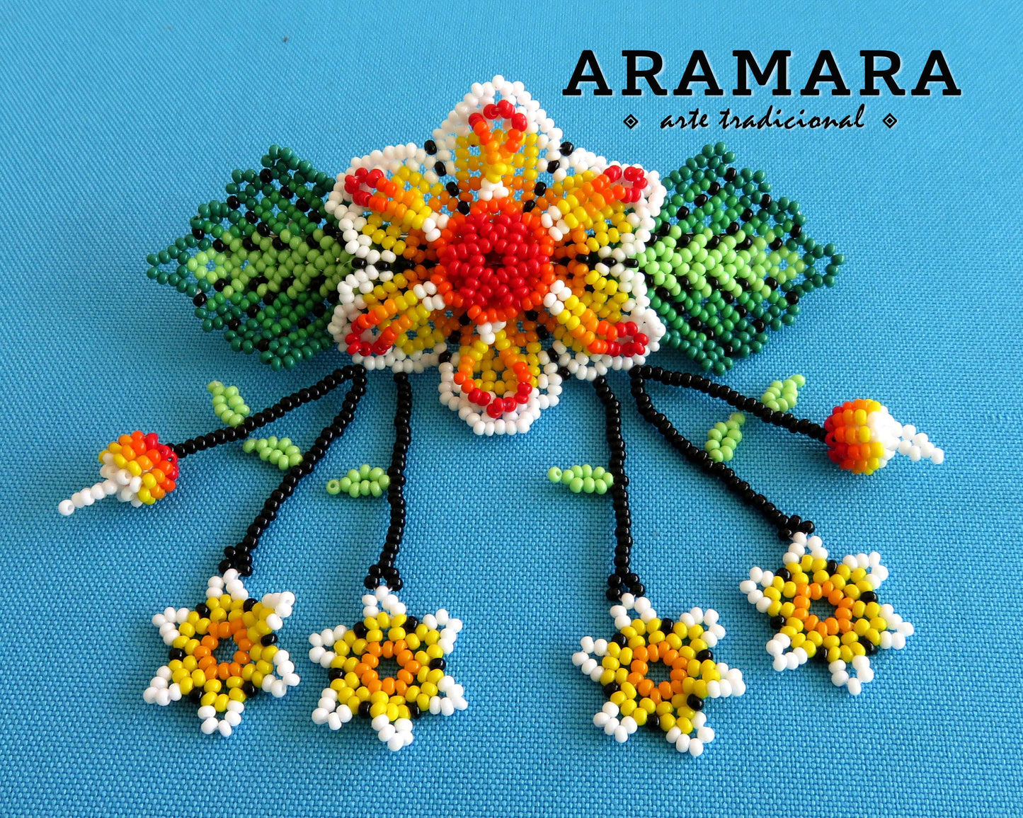 Huichol Hair clip, Beaded barrette, Huichol art, Native American, Mexican art, Beaded hair clip, Mexican Jewelry, Mexican Hair clip, BR-0095