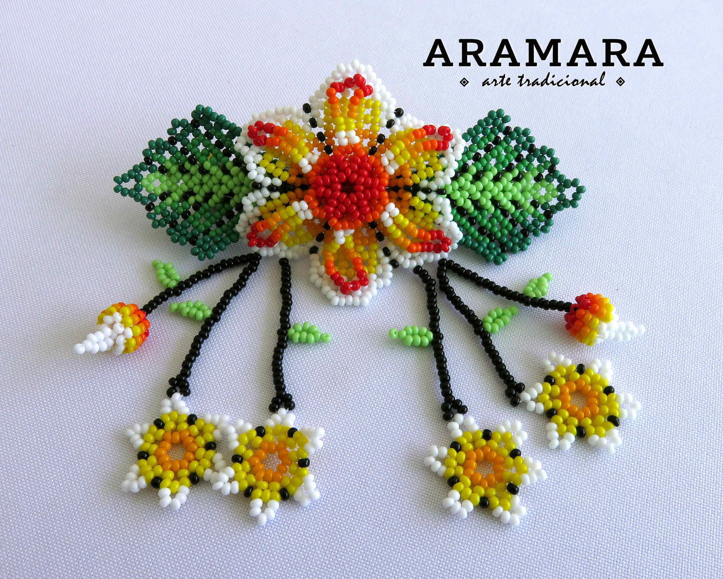 Huichol Hair clip, Beaded barrette, Huichol art, Native American, Mexican art, Beaded hair clip, Mexican Jewelry, Mexican Hair clip, BR-0095