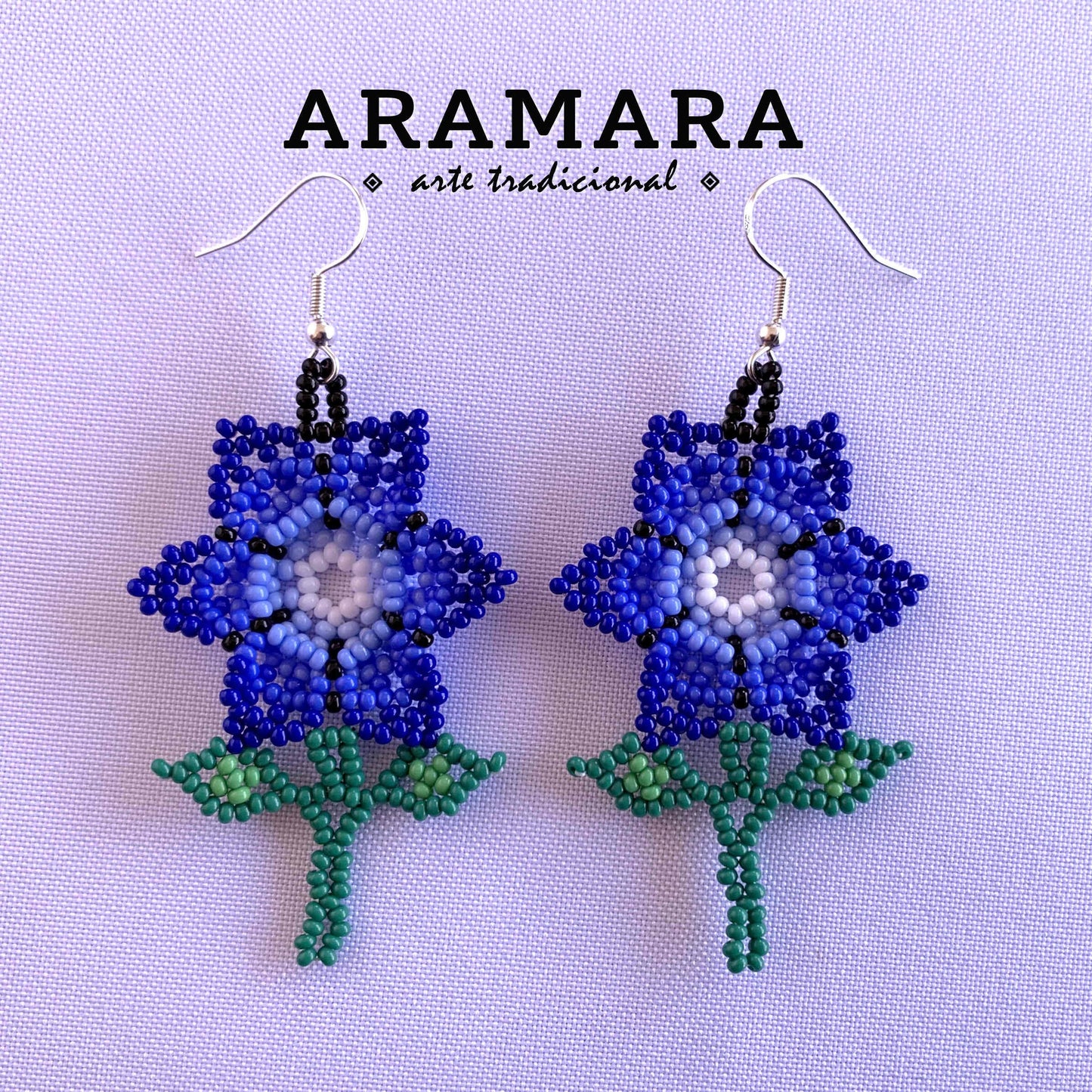 Mexican Jewelry, Mexican folk art, Huichol Earrings, Beaded Flower, Native american earrings, Flower Earrings, Mexican earrings, AF-0925
