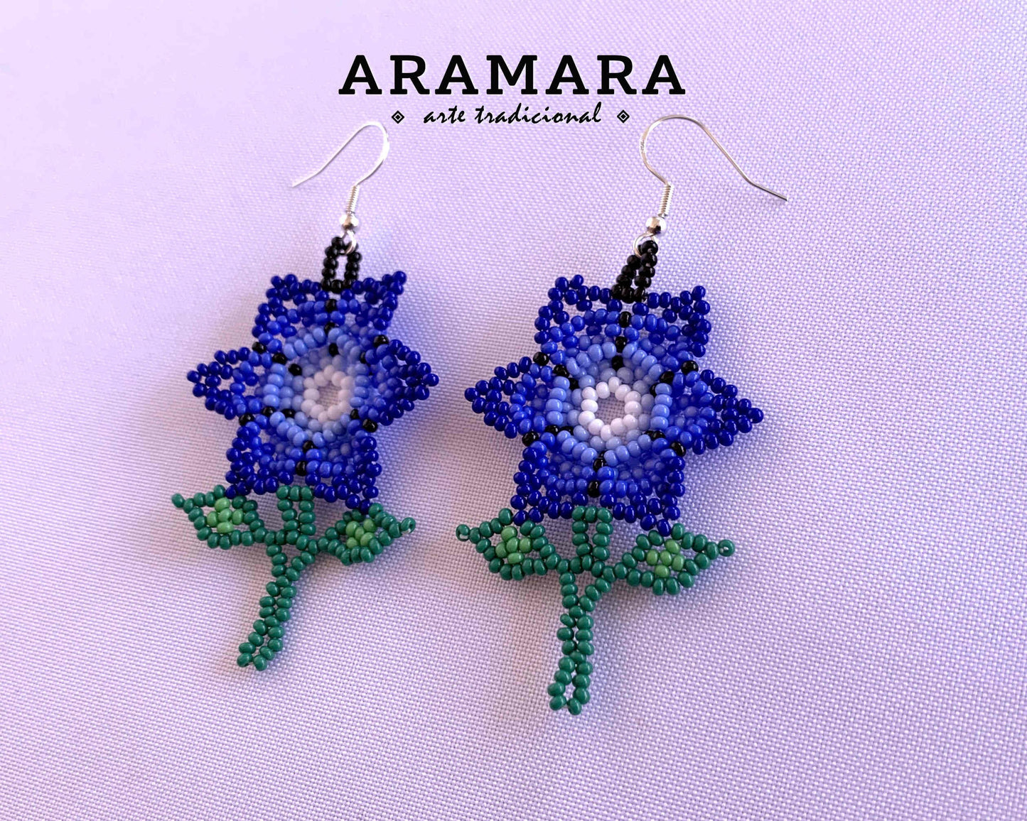 Mexican Jewelry, Mexican folk art, Huichol Earrings, Beaded Flower, Native american earrings, Flower Earrings, Mexican earrings, AF-0925