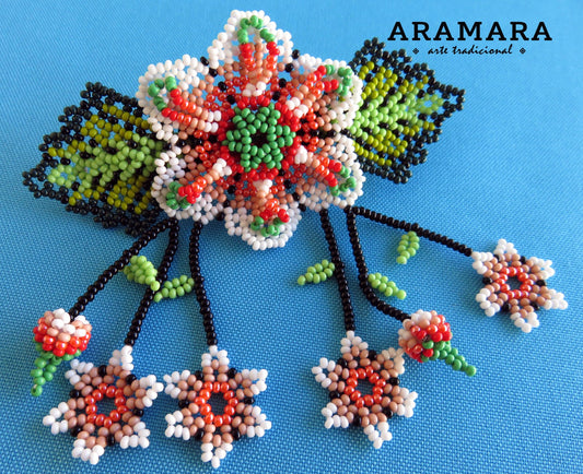 Mexican Huichol Beaded Hair clip BR-019 Mexican Jewelry, Huichol Jewelry, Huichol beadwork, Huichol Hair clip, Mexican Hair clip, Barrette