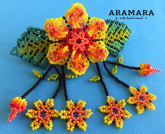 Mexican Huichol Beaded Hair clip BR-020 Mexican Jewelry, Huichol Jewelry, Huichol beadwork, Huichol Hair clip, Mexican Hair clip, Barrette