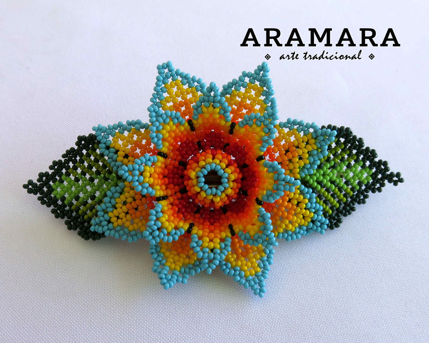 Native American, Mexican Jewelry, Mexican Hair clip, Huichol art, Beaded barrette, Beaded hair clip, Mexican art, Huichol Hair clip, BR-0105