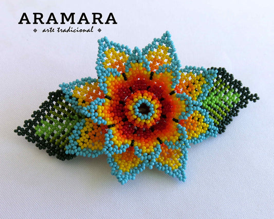 Native American, Mexican Jewelry, Mexican Hair clip, Huichol art, Beaded barrette, Beaded hair clip, Mexican art, Huichol Hair clip, BR-0105
