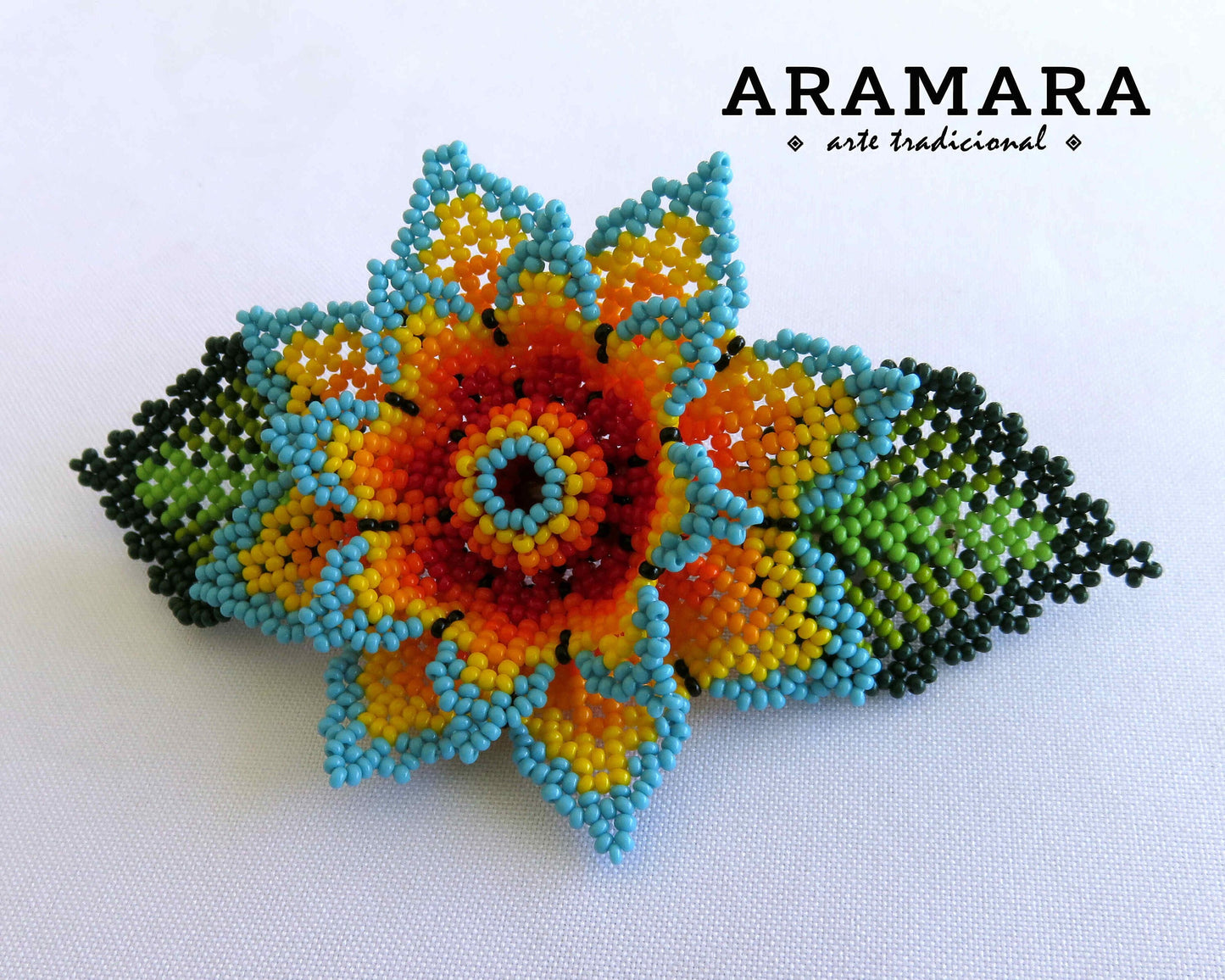 Native American, Mexican Jewelry, Mexican Hair clip, Huichol art, Beaded barrette, Beaded hair clip, Mexican art, Huichol Hair clip, BR-0105